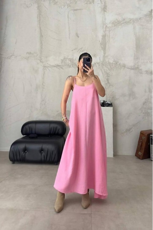 AEROBİN YAZLIK PEMBE ASKILI ELBİSE