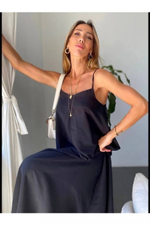 AEROBİN YAZLIK SİYAH ASKILI ELBİSE